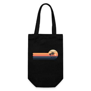 Retro sunset palm Trees - Gift Bag for Bottles - black - Front
