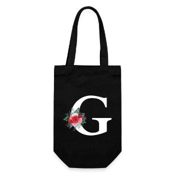 Lettre g floral rouge - Sac à bouteille - noir - Devant