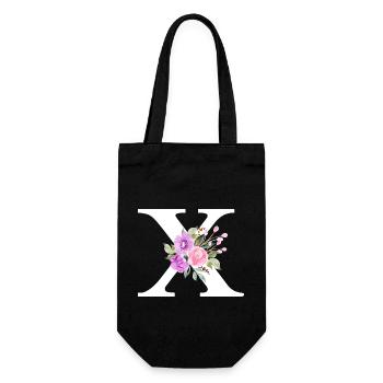 Purple floral x letter - Gift Bag for Bottles - black - Front
