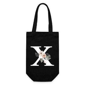 Lettre x floral tropical - Sac à bouteille - noir - Devant