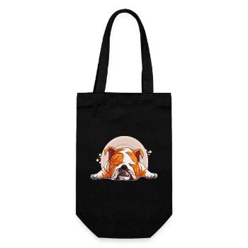 Dog Bulldog Animals Puppy Cute Dog Watercolor Art - Gift Bag for Bottles - black - Front