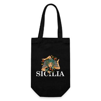 Sizilien Herkunft Insel Italien Region Trinacria - Geschenkbeutel für Flaschen - Schwarz - Vorne