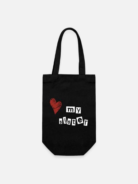 Love my sister - Geschenkbeutel für Flaschen - Schwarz