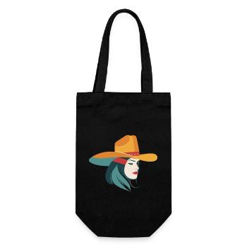 Girl with cowboy hat - Gift Bag for Bottles - black - Front