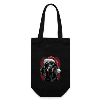 Teckel avec chapeau de Noël - Sac à bouteille - noir - Devant