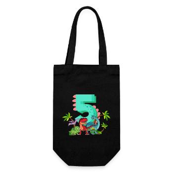5 Jahre Geburtstag Dinosaurier Dino Ich bin 5 - Geschenkbeutel für Flaschen - Schwarz - Vorne