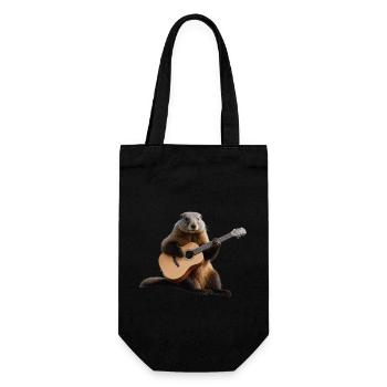 Marmot Musiker Gitarre - Geschenkbeutel für Flaschen - Schwarz - Vorne