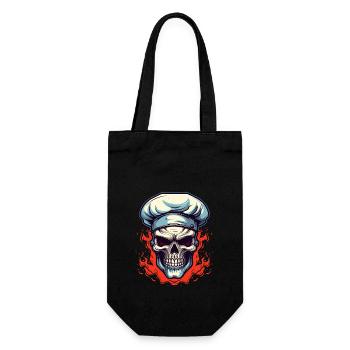 Crâne avec toque de chef - Sac à bouteille - noir - Devant