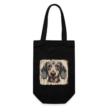 Dackel Teckel Kurzhaardackel Dachshund - Geschenkbeutel für Flaschen - Schwarz - Vorne