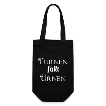 Turnen füllt Urnen - lustiger Spruch - Geschenkbeutel für Flaschen - Schwarz - Vorne