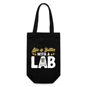 White Labrador Retriever White Lab - Gift Bag for Bottles - black - Front