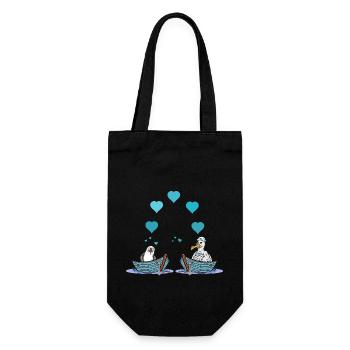 Seagulls Seagull Love Heart Valentine Sailor Boat - Gift Bag for Bottles - black - Front