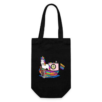 Regenbogen Einhörner Seemänner Regenbogenfahne - Geschenkbeutel für Flaschen - Schwarz - Vorne