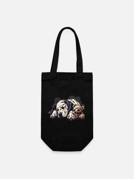 Schlafender Dalmatiner mit Teddybär - Geschenkbeutel für Flaschen - Schwarz