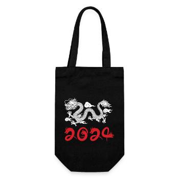 Jahr des Drachen 2024 - Geschenkbeutel für Flaschen - Schwarz - Vorne
