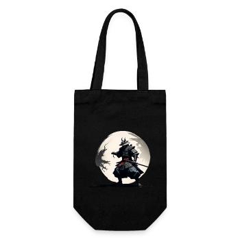 Samurai Krieger im Vollmond - Geschenkbeutel für Flaschen - Schwarz - Vorne