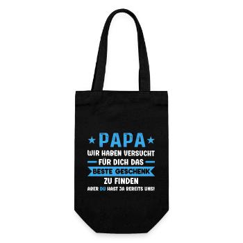 Papa die besten Geschenke finden lustige Vatertag - Geschenkbeutel für Flaschen - Schwarz - Vorne
