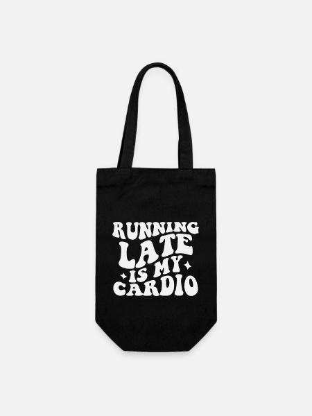 Running Late is My Cardio - Geschenkbeutel für Flaschen - Schwarz