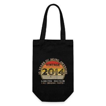 Born in 2014 - Vintage 2014 Retro Birthday - Gift Bag for Bottles - black - Front