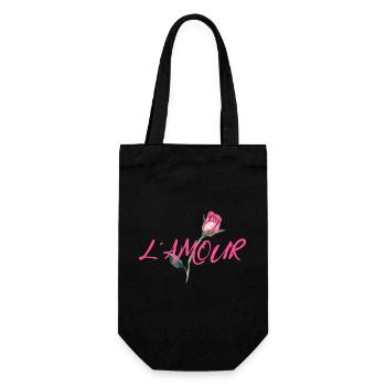 L' amour mit Rose - Geschenkbeutel für Flaschen - Schwarz - Vorne