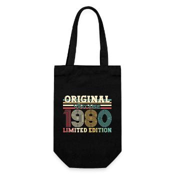 Original 1980's Vintage 1980's Birthday 1980's - Gift Bag for Bottles - black - Front