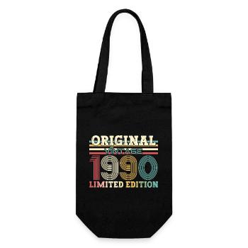 Original 1990 Vintage 1990 34th Birthday 1990 - Gift Bag for Bottles - black - Front