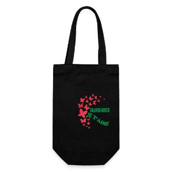 GROSSE SCHWESTER, ICH LIEBE DICH - Geschenkbeutel für Flaschen - Schwarz - Vorne