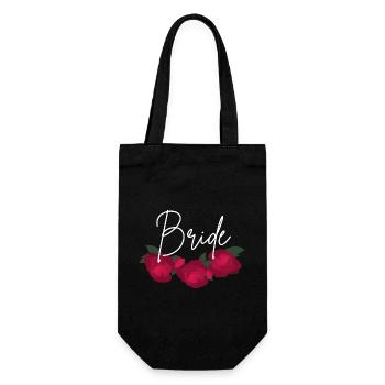 Minimalist red flower bridle - Gift Bag for Bottles - black - Front