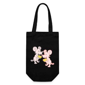 Kind Kinder Mäuse Maus Käse Nager Nagetiere - Geschenkbeutel für Flaschen - Schwarz - Vorne
