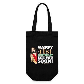 Happy 41st Birthday See You Soon Funny Jesus Meme - Gift Bag for Bottles - black - Front