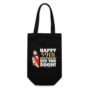 Happy 59th Birthday See You Soon Funny Jesus Meme - Gift Bag for Bottles - black - Front