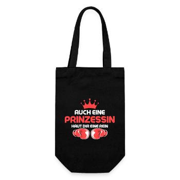 Auch eine Prinzessin haut dir eine rein. Kampfspor - Geschenkbeutel für Flaschen - Schwarz - Vorne