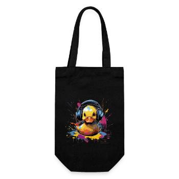 Rubber duck listening to music with headphones - Gift Bag for Bottles - black - Front