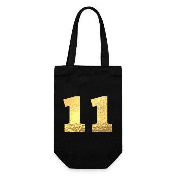 Numéro 11 paillettes doré - 11e anniversaire - Sac à bouteille - noir - Devant