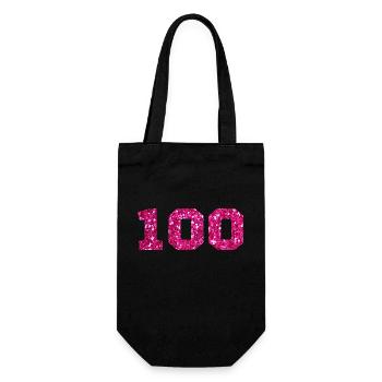 Nummer 100 Pink Glitter - 100-jähriges Jubiläum - Geschenkbeutel für Flaschen - Schwarz - Vorne