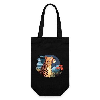 Leopard Portrait Tier Illustration TShirt - Geschenkbeutel für Flaschen - Schwarz - Vorne