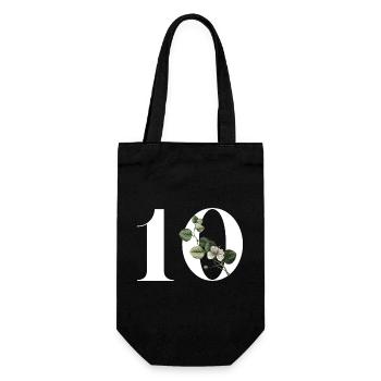 Numéro 10 floral vert -10e anniversaire floral - Sac à bouteille - noir - Devant