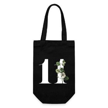 Nummer 11 Blumengrün -11. Geburtstag Blumen - Geschenkbeutel für Flaschen - Schwarz - Vorne