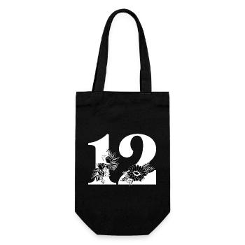 Numéro 12 floral noir -12e anniversaire floral - Sac à bouteille - noir - Devant
