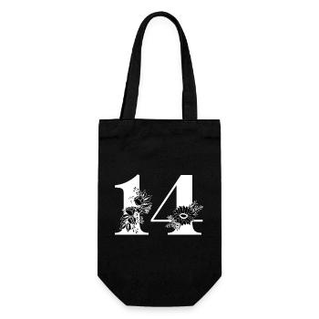 Number 14 Black Floral -14th Floral Birthday - Gift Bag for Bottles - black - Front
