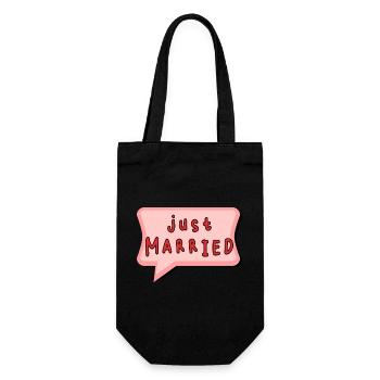 GERADE VERHEIRATET. Junggesellinnenabschied. VALENTINSTAG. PAAR - Geschenkbeutel für Flaschen - Schwarz - Vorne