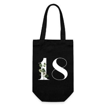 Numéro 18 floral vert -18e anniversaire floral - Sac à bouteille - noir - Devant