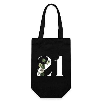 Numéro 21 floral vert -21e anniversaire floral - Sac à bouteille - noir - Devant