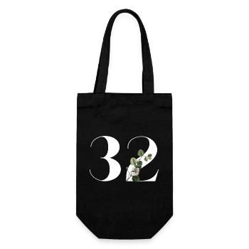 Number 32 Floral Green - 32nd Floral Birthday - Gift Bag for Bottles - black - Front