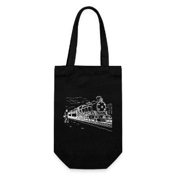 Dessin d’amoureux du train - Sac à bouteille - noir - Devant