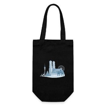 Horizon de Munich - Aquarelle peinte à la main - Sac à bouteille - noir - Devant