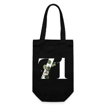 Numéro 71 floral vert - 71e anniversaire floral - Sac à bouteille - noir - Devant