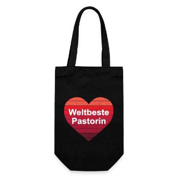 Weltbeste Pastorin Pfarrerin Priesterin Beste Frau - Geschenkbeutel für Flaschen - Schwarz - Vorne