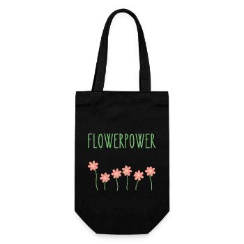 Flowerpower - Geschenkbeutel für Flaschen - Schwarz - Vorne