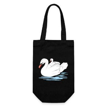 Une maman cygne blanc et son bébé - Sac à bouteille - noir - Devant